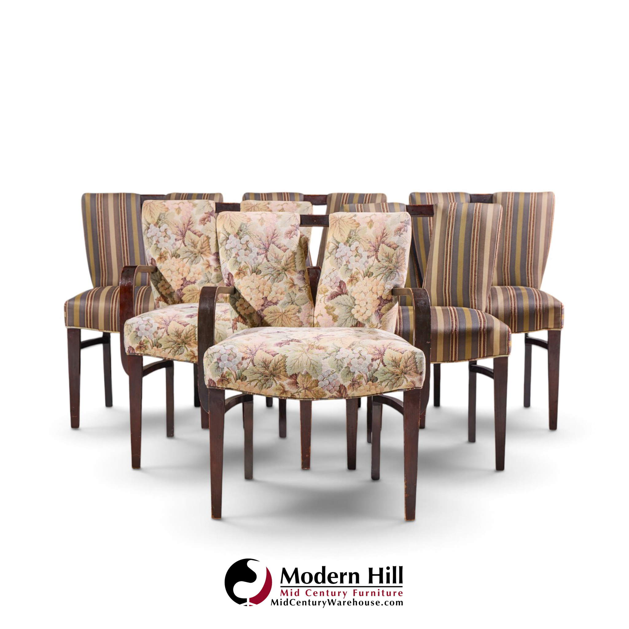 paul frankl corset mid century mahogany dining chairs - set of 6