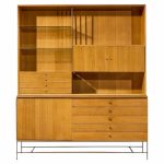 paul mccobb for calvin irwin collection mid century bleached mahogany and brass credenza and hutch
