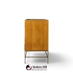 paul mccobb for calvin irwin collection mid century bleached mahogany and brass credenza and hutch