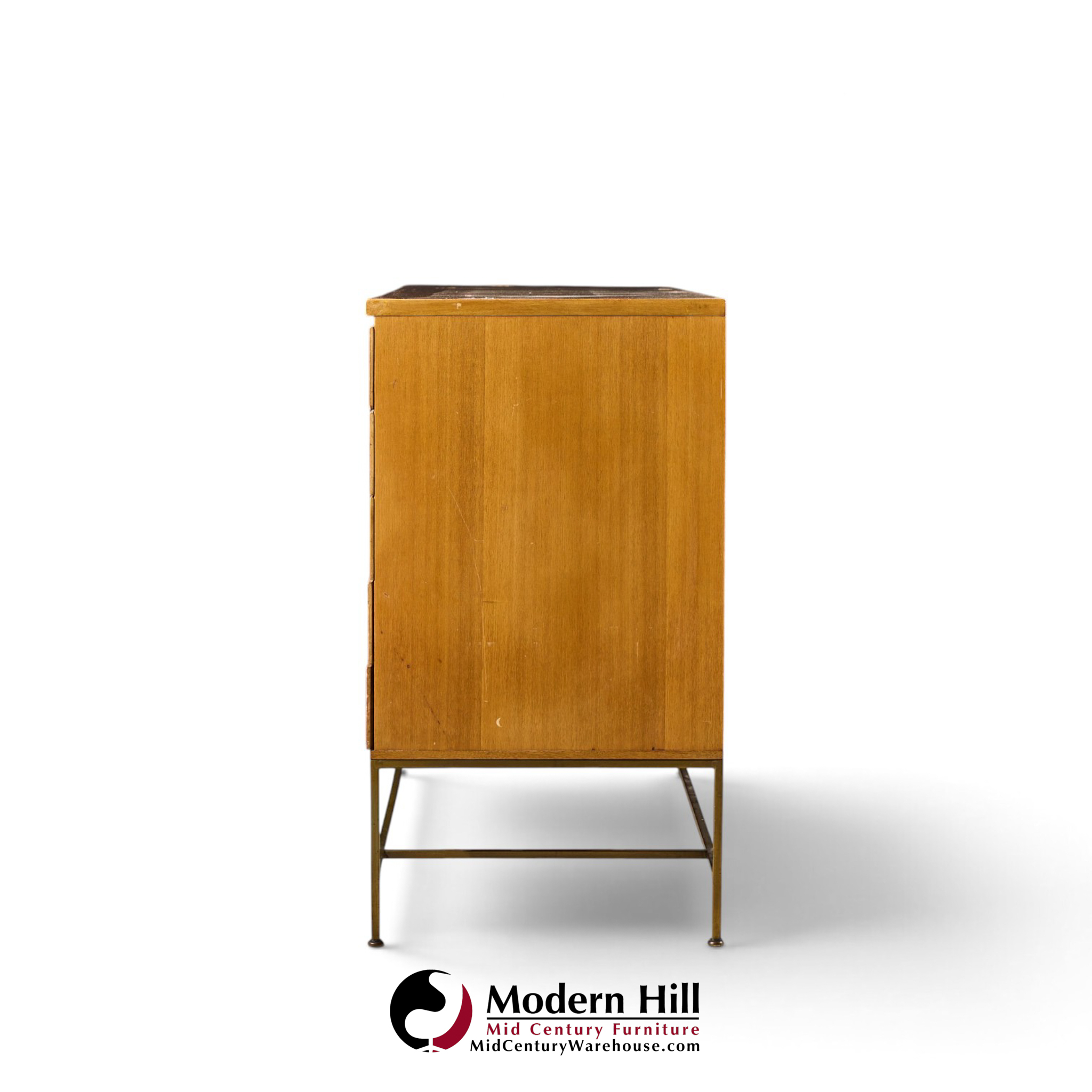paul mccobb for calvin irwin collection mid century bleached mahogany and brass credenza and hutch