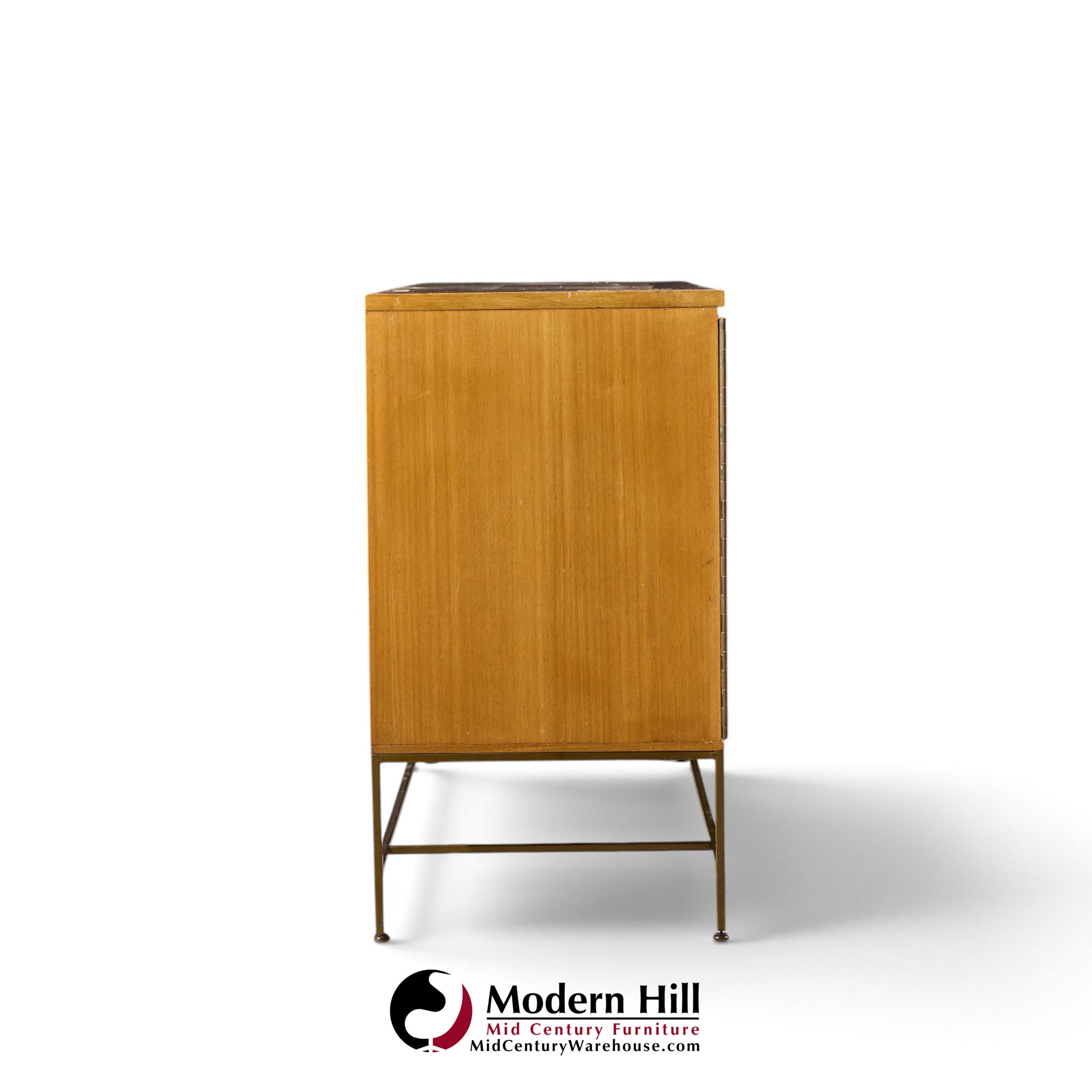 paul mccobb for calvin irwin collection mid century bleached mahogany and brass credenza and hutch