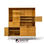 paul mccobb for calvin irwin collection mid century bleached mahogany and brass credenza and hutch