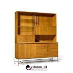 paul mccobb for calvin irwin collection mid century bleached mahogany and brass credenza and hutch