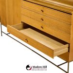paul mccobb for calvin irwin collection mid century bleached mahogany and brass credenza and hutch