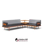 peter hvidt for france & søns "minerva" mid century danish teak three piece sectional sofa