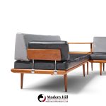 peter hvidt for france & søns "minerva" mid century danish teak three piece sectional sofa