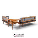 peter hvidt for france & søns "minerva" mid century danish teak three piece sectional sofa