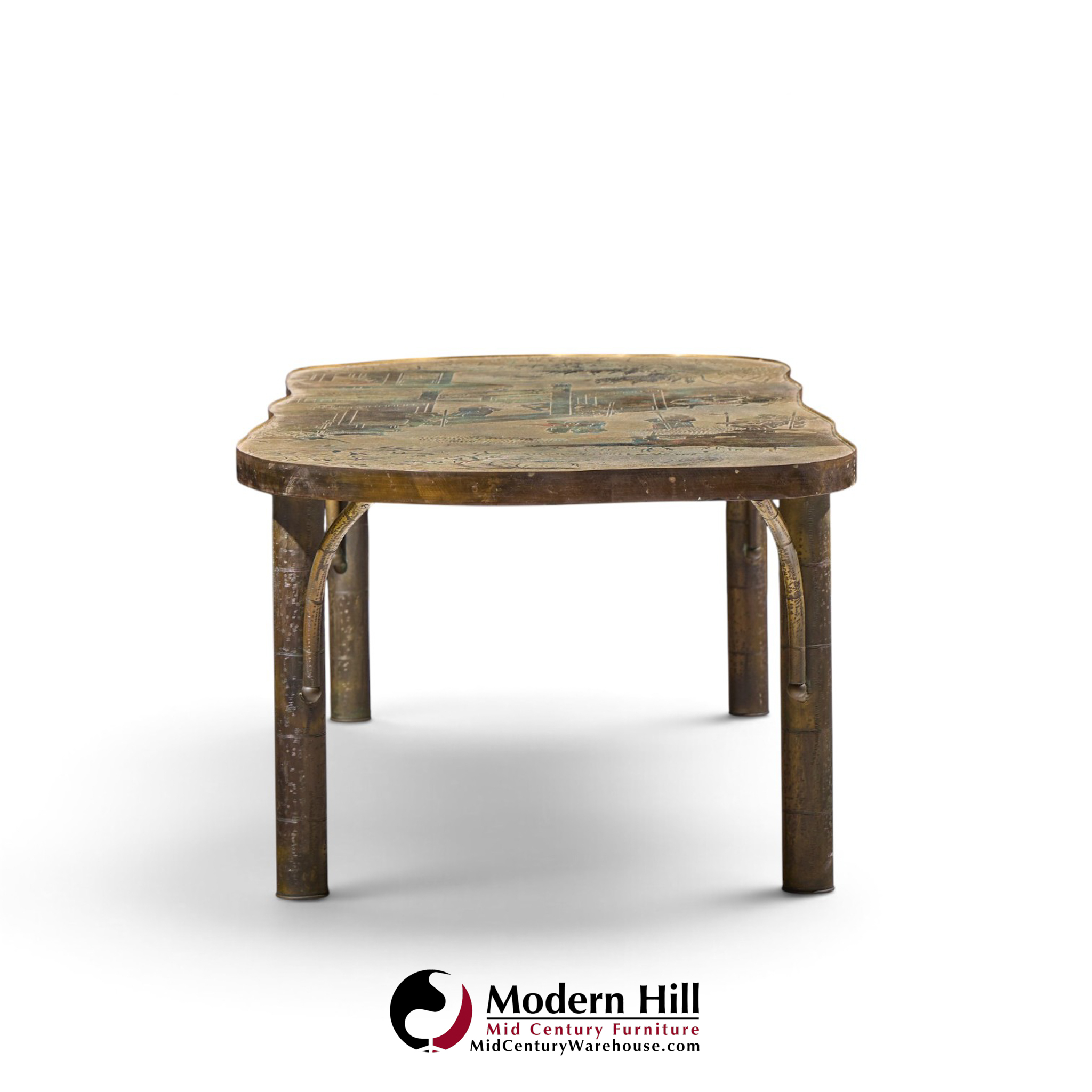 philip & kelvin laverne chan model 140 mid century bronze coffee table