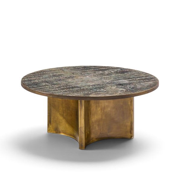 philip and kelvin laverne eternal forest mid century acid etched bronze coffee table