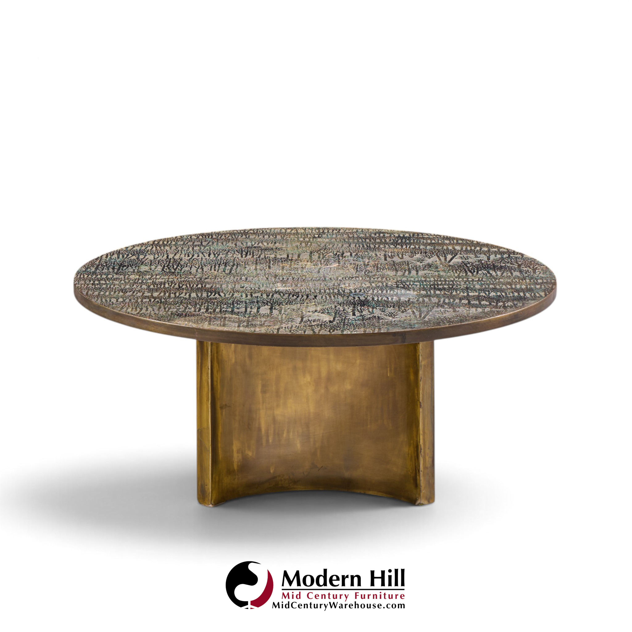 philip and kelvin laverne eternal forest mid century acid etched bronze coffee table