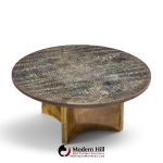 philip and kelvin laverne eternal forest mid century acid etched bronze coffee table