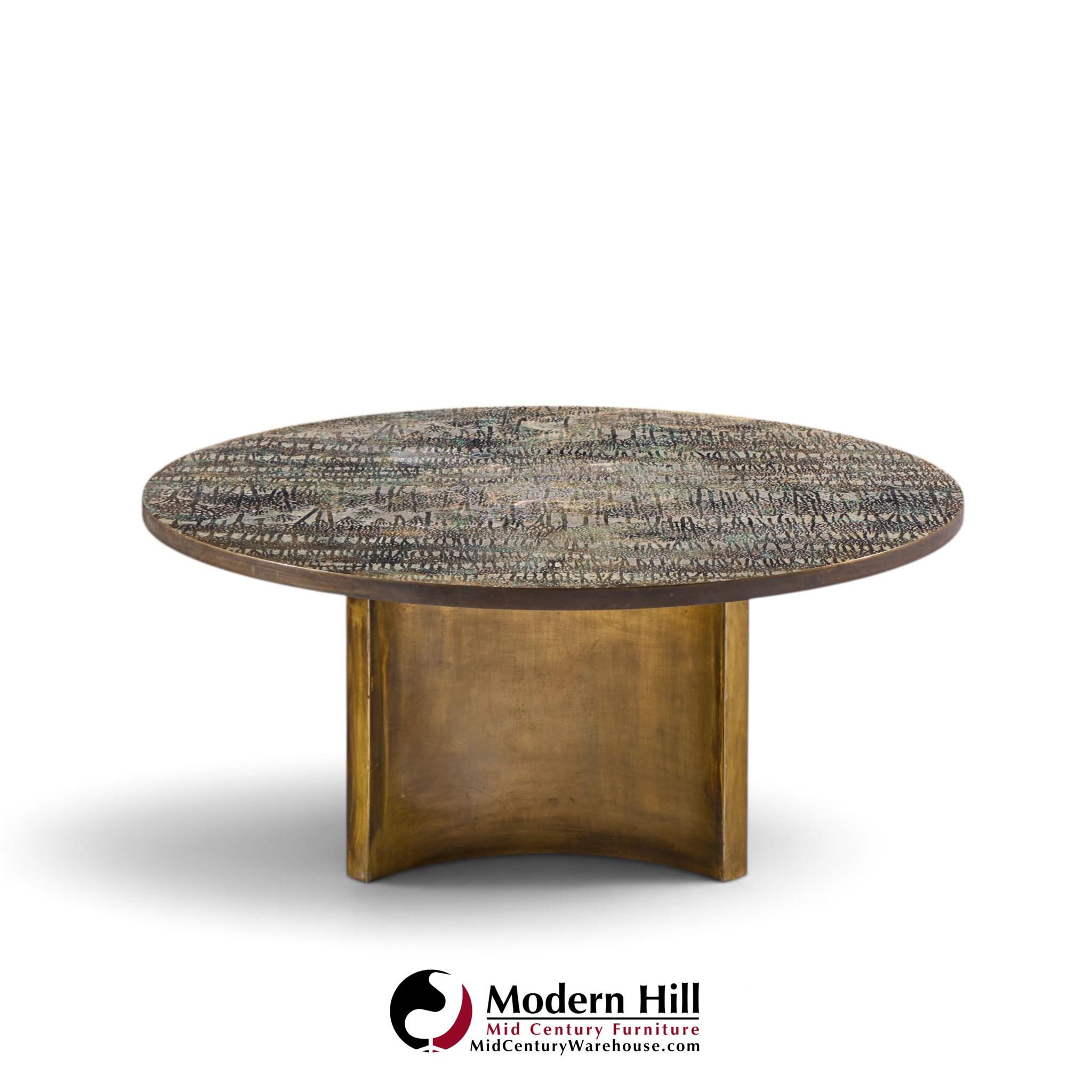 philip and kelvin laverne eternal forest mid century acid etched bronze coffee table