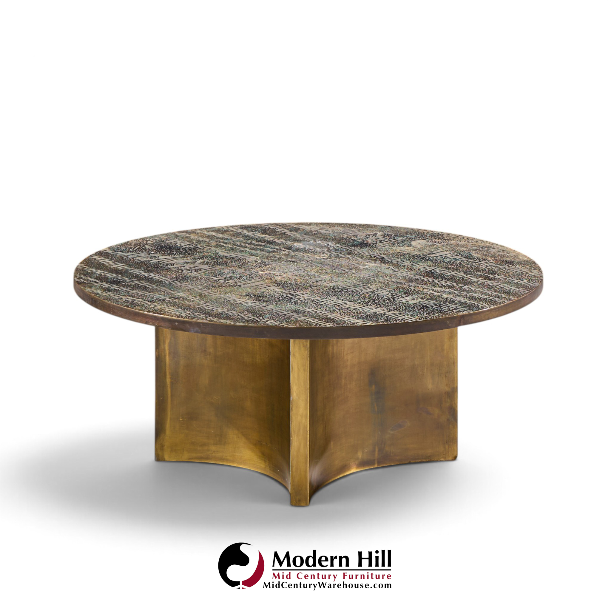 philip and kelvin laverne eternal forest mid century acid etched bronze coffee table