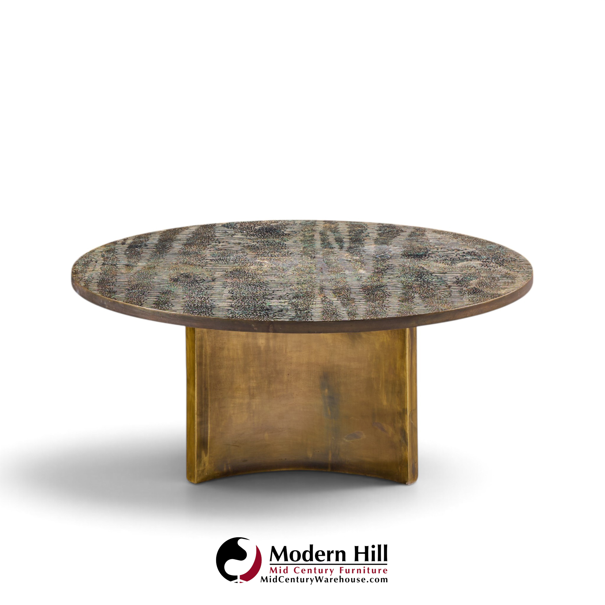 philip and kelvin laverne eternal forest mid century acid etched bronze coffee table