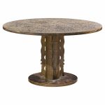 philip and kelvin laverne etruscan spiral mid century acid etched bronze dining table