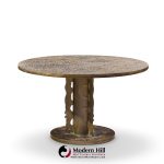 philip and kelvin laverne etruscan spiral mid century acid etched bronze dining table