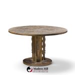 philip and kelvin laverne etruscan spiral mid century acid etched bronze dining table