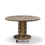 philip and kelvin laverne etruscan spiral mid century acid etched bronze dining table