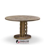 philip and kelvin laverne etruscan spiral mid century acid etched bronze dining table