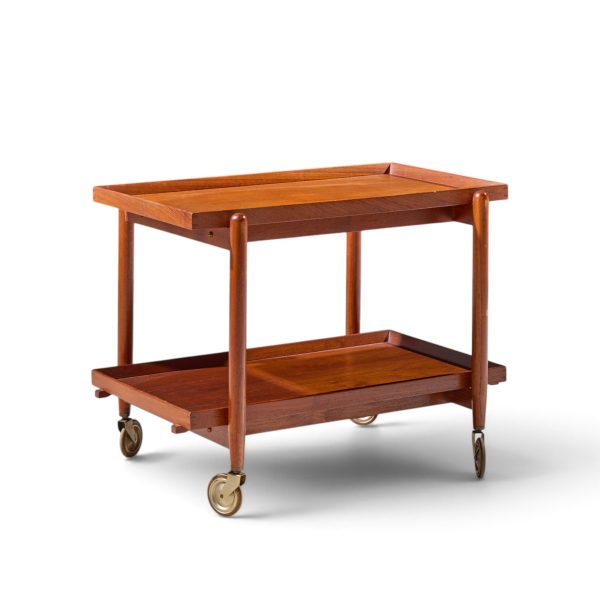 poul hundevad for vamdrup mid century danish teak expanding bar cart