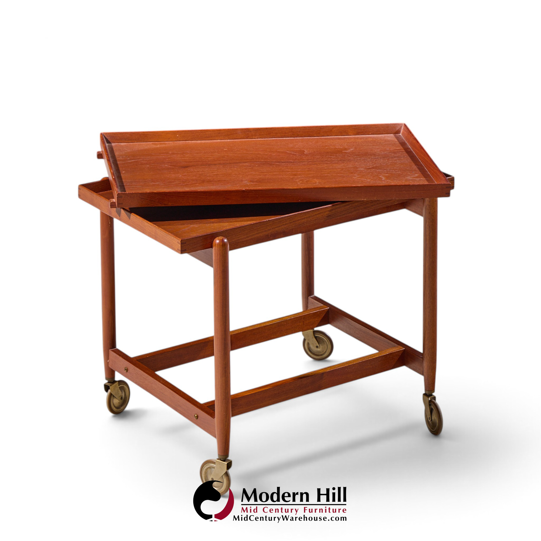 poul hundevad for vamdrup mid century danish teak expanding bar cart