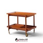 poul hundevad for vamdrup mid century danish teak expanding bar cart