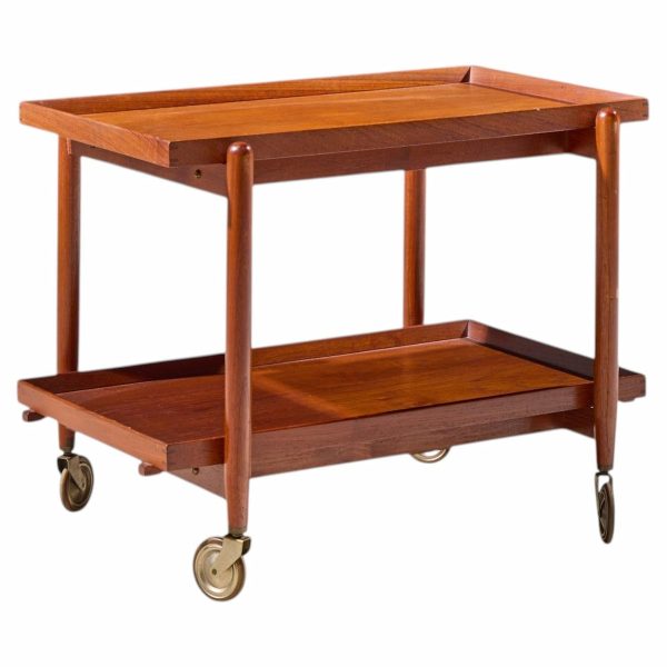 poul hundevad for vamdrup mid century danish teak expanding bar cart
