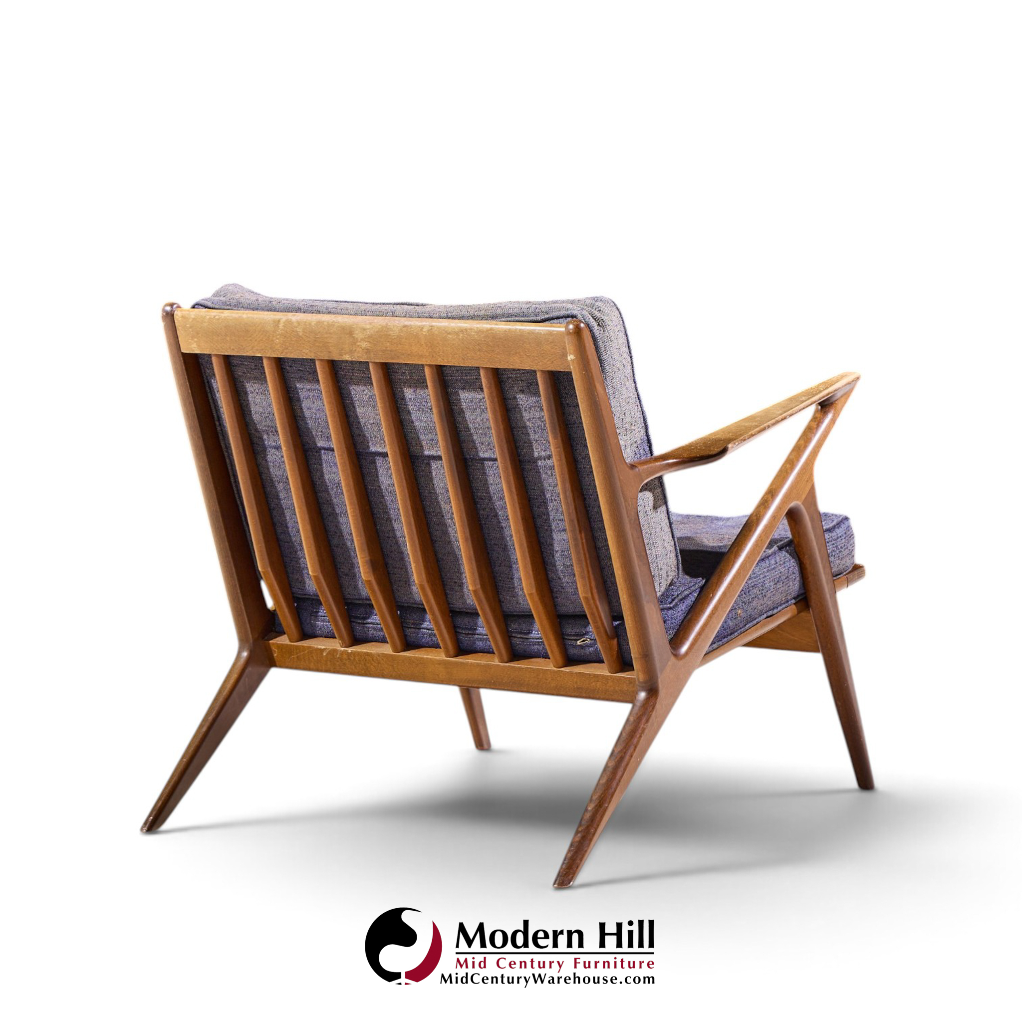 poul jensen for selig mid century walnut z lounge chairs - pair