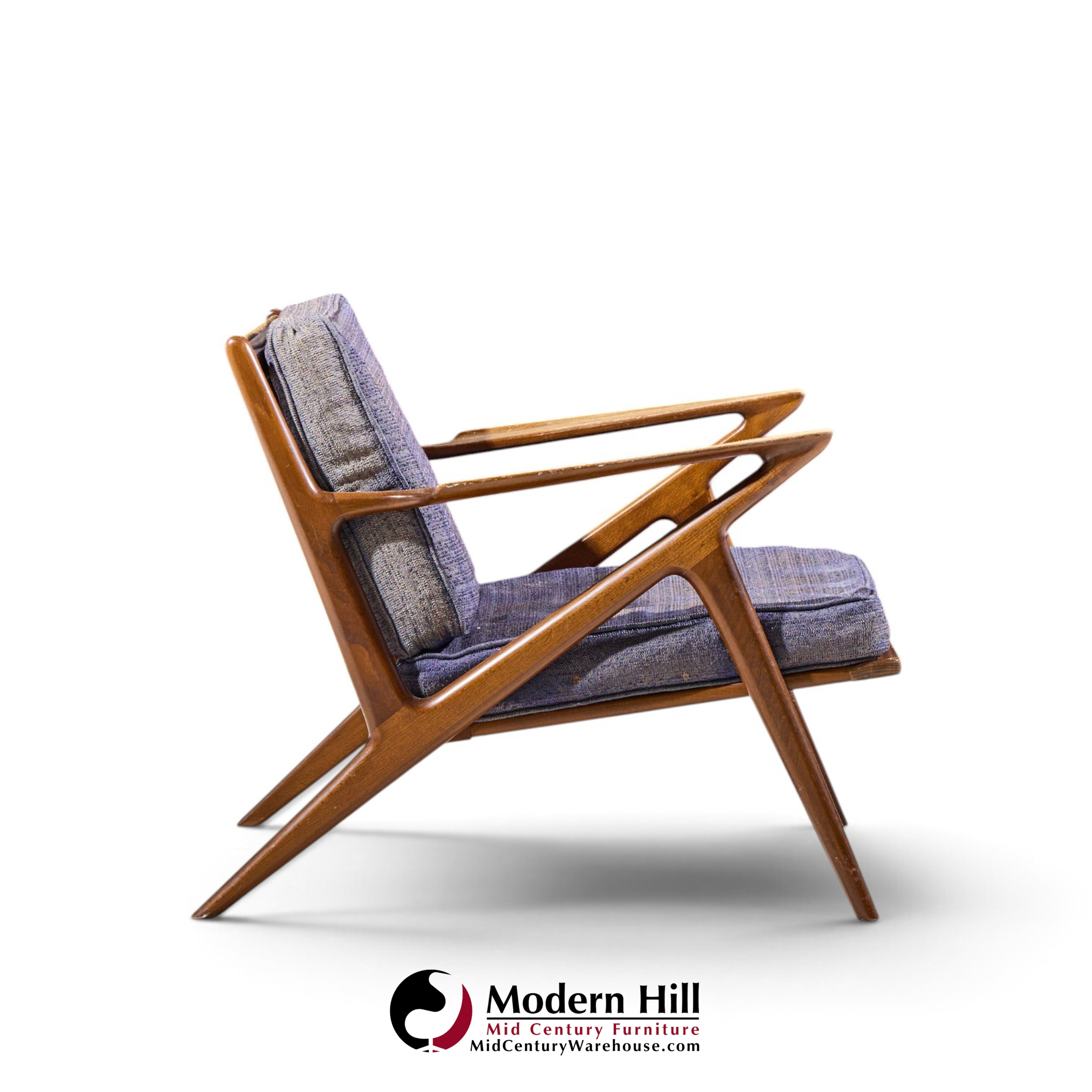poul jensen for selig mid century walnut z lounge chairs - pair