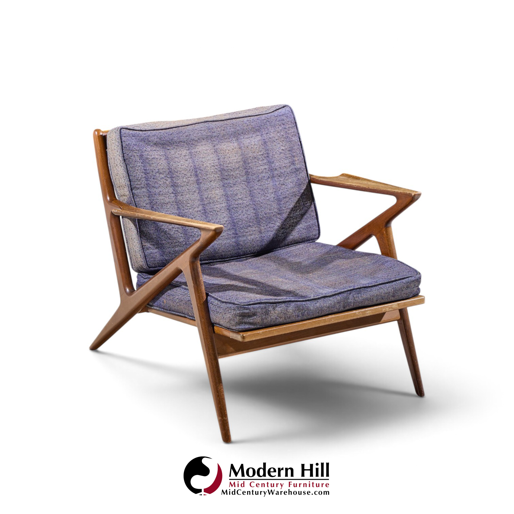 poul jensen for selig mid century walnut z lounge chairs - pair