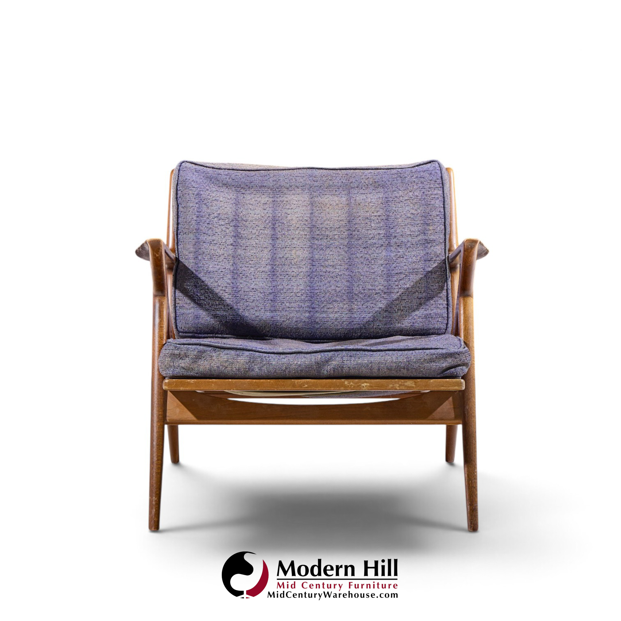 poul jensen for selig mid century walnut z lounge chairs - pair