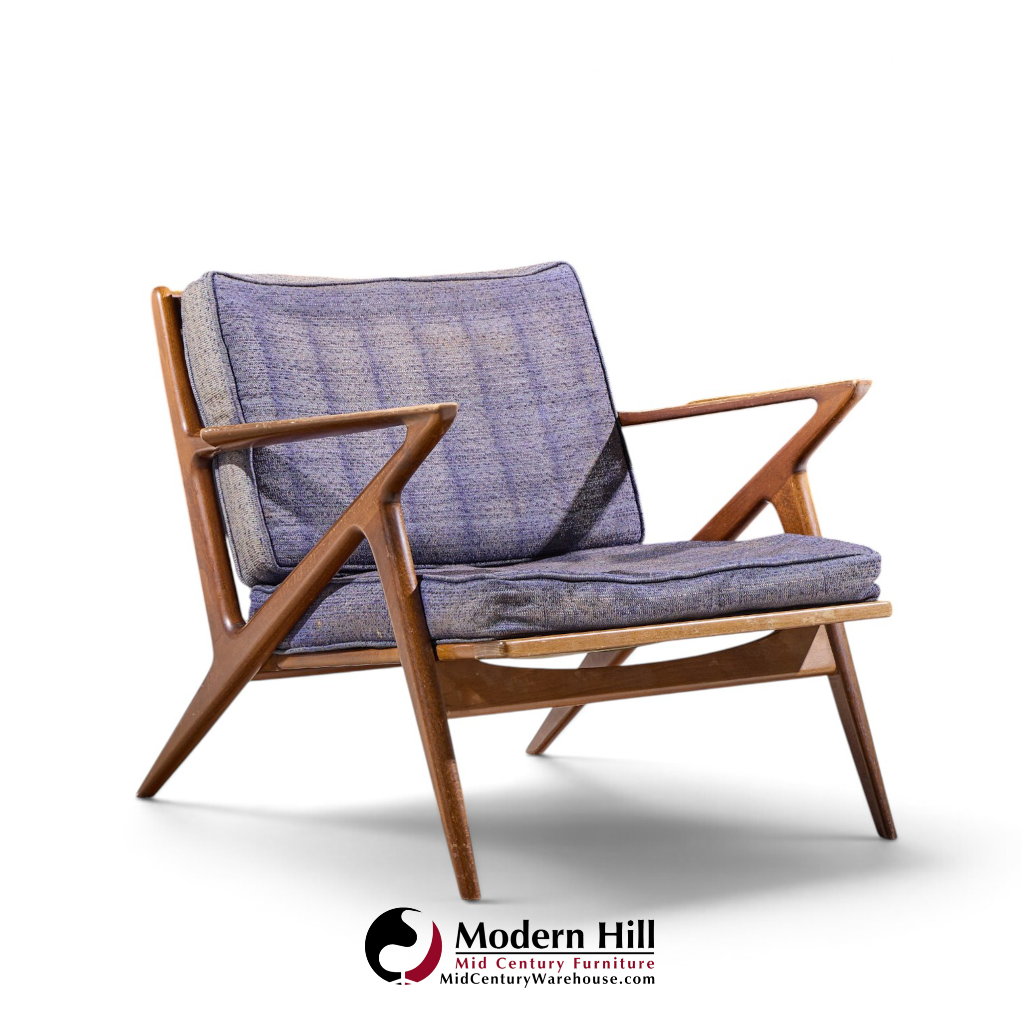 poul jensen for selig mid century walnut z lounge chairs - pair