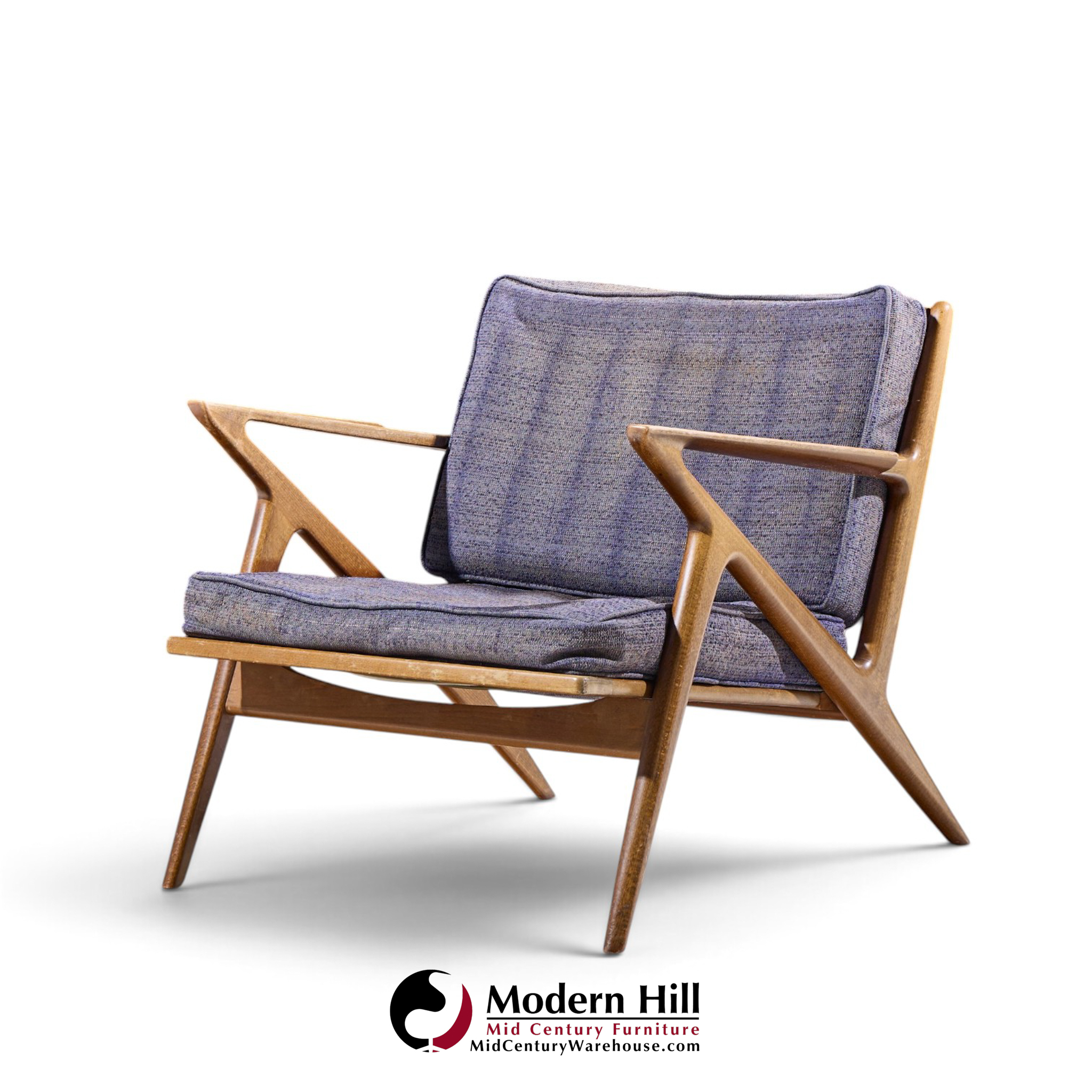 poul jensen for selig mid century walnut z lounge chairs - pair