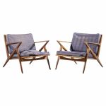 poul jensen for selig mid century walnut z lounge chairs - pair