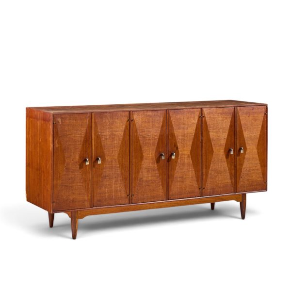 ramseur harlequin mid century walnut credenza