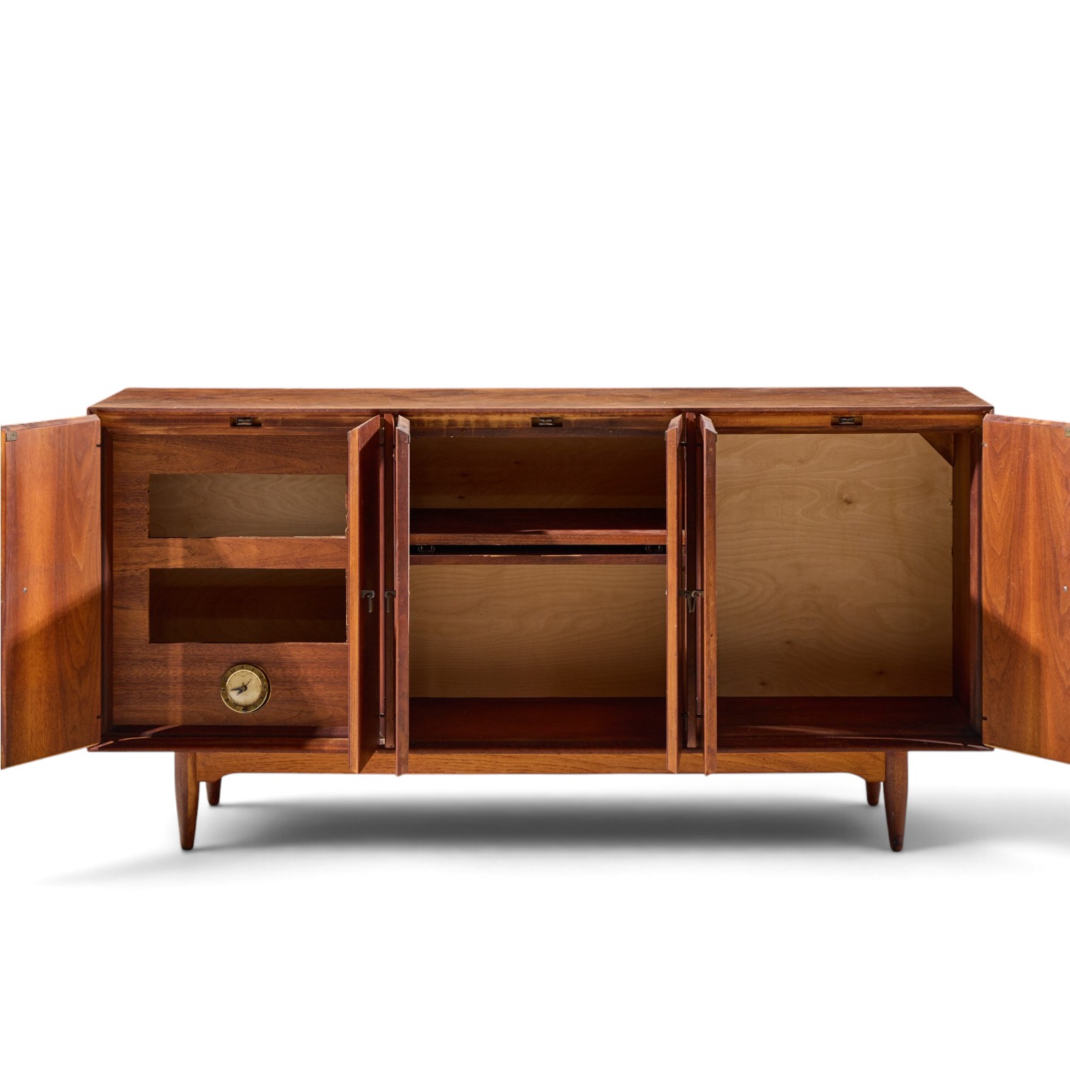 ramseur harlequin mid century walnut credenza