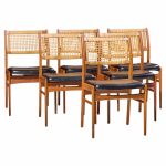 sylve stenquist for dux mid century teak and cane dining chairs - set of 6
