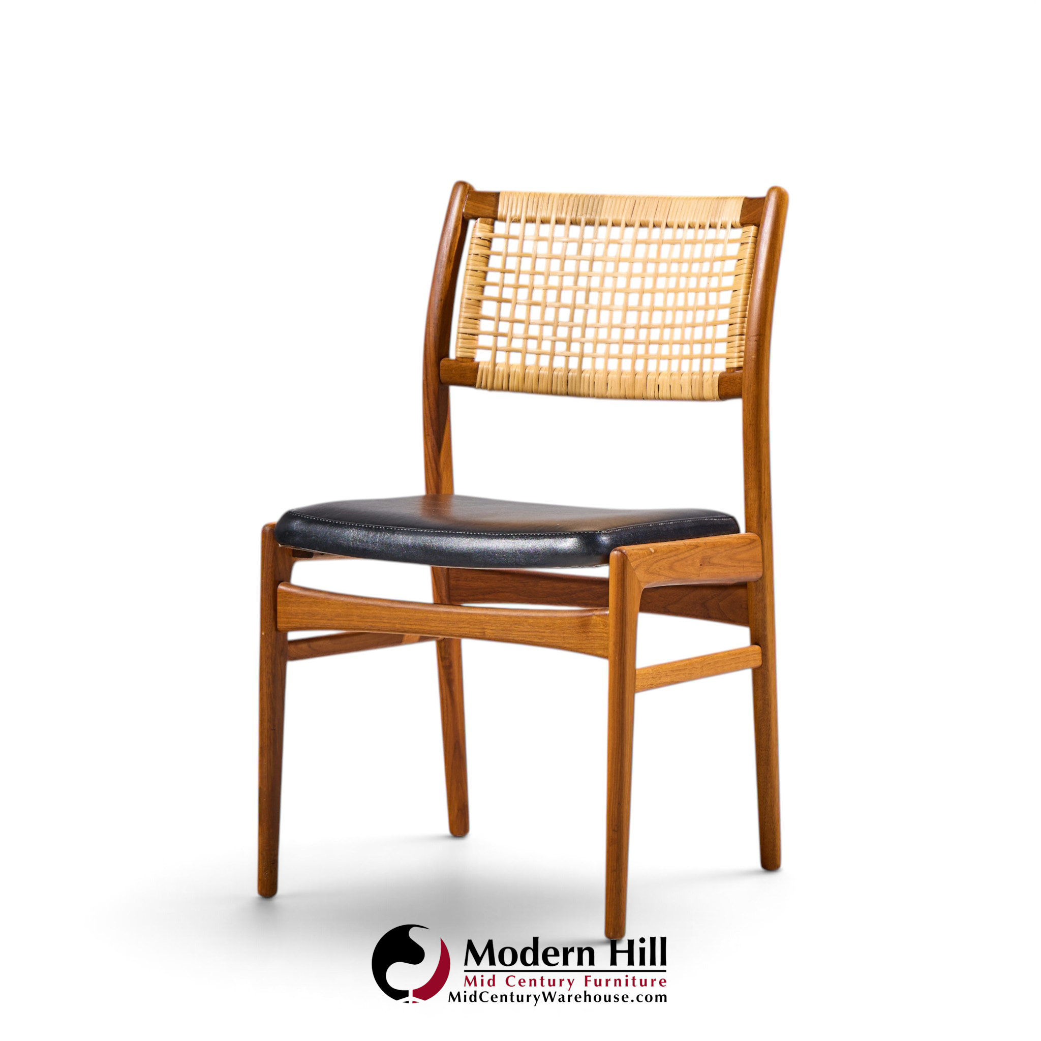 sylve stenquist for dux mid century teak and cane dining chairs - set of 6