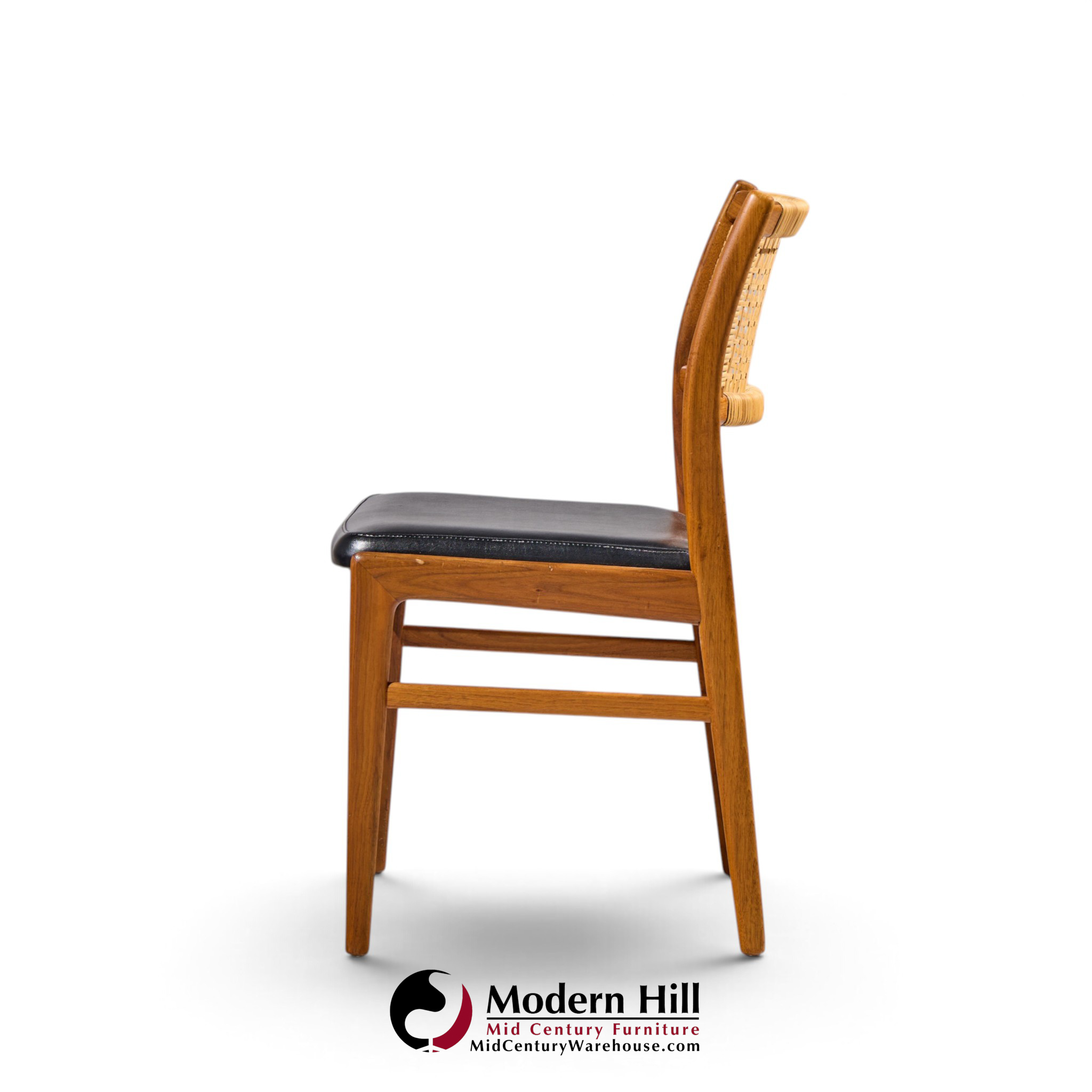 sylve stenquist for dux mid century teak and cane dining chairs - set of 6