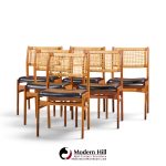 sylve stenquist for dux mid century teak and cane dining chairs - set of 6