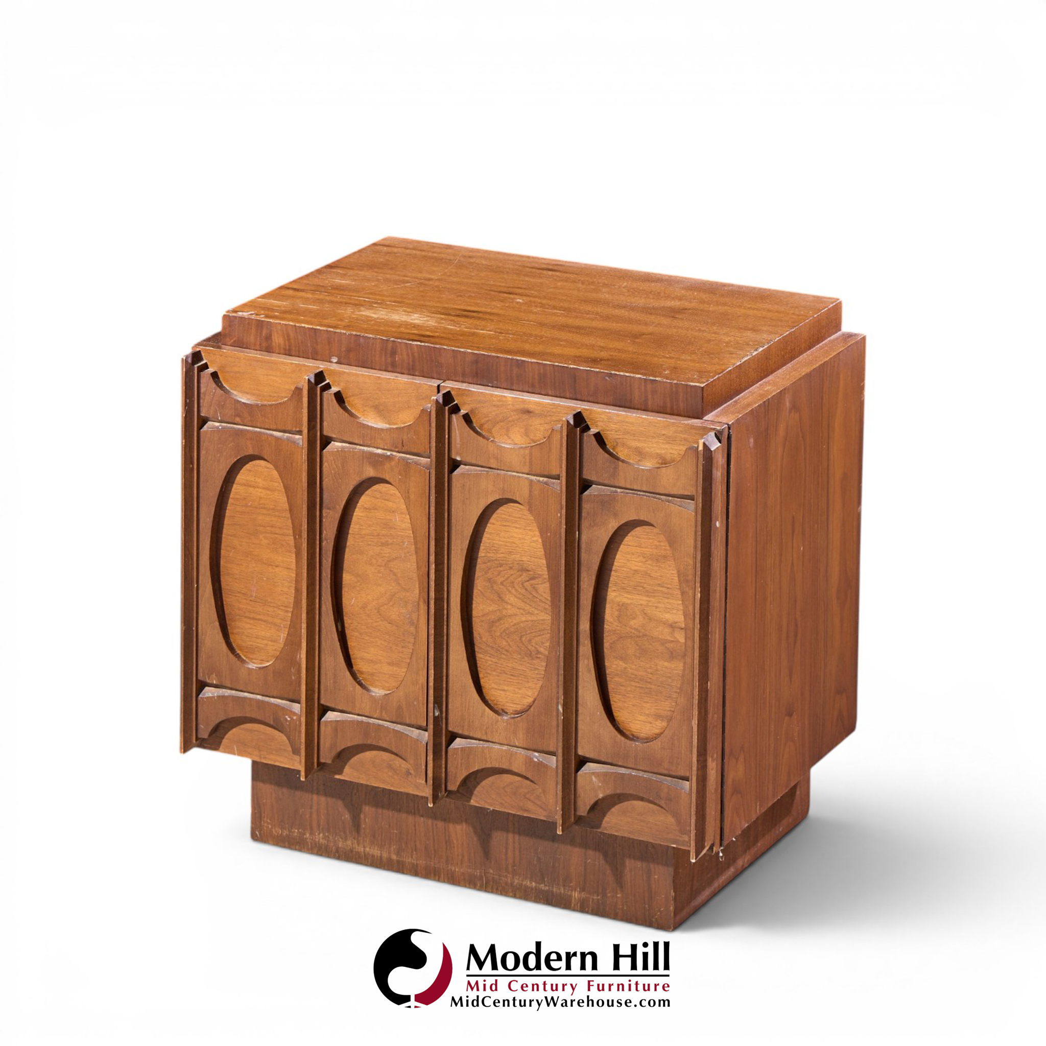 tobago brutalist mid century walnut nightstands - pair