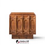tobago brutalist mid century walnut nightstands - pair