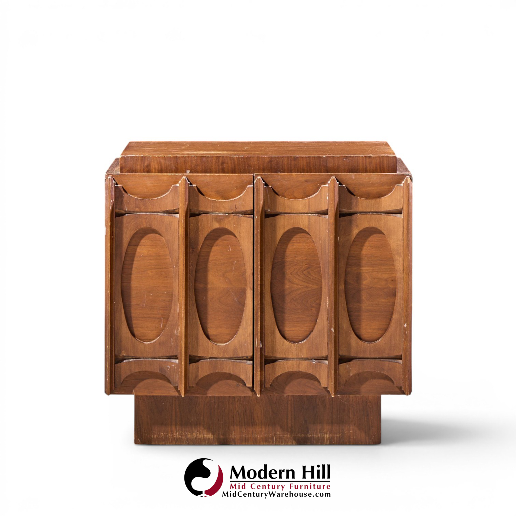 tobago brutalist mid century walnut nightstands - pair