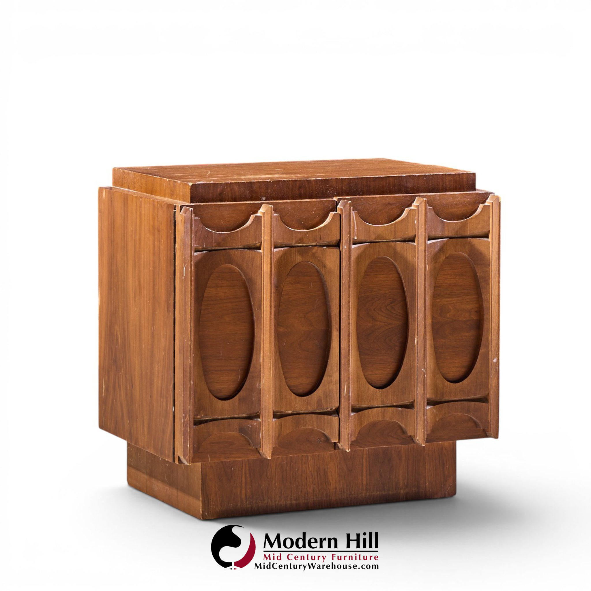 tobago brutalist mid century walnut nightstands - pair
