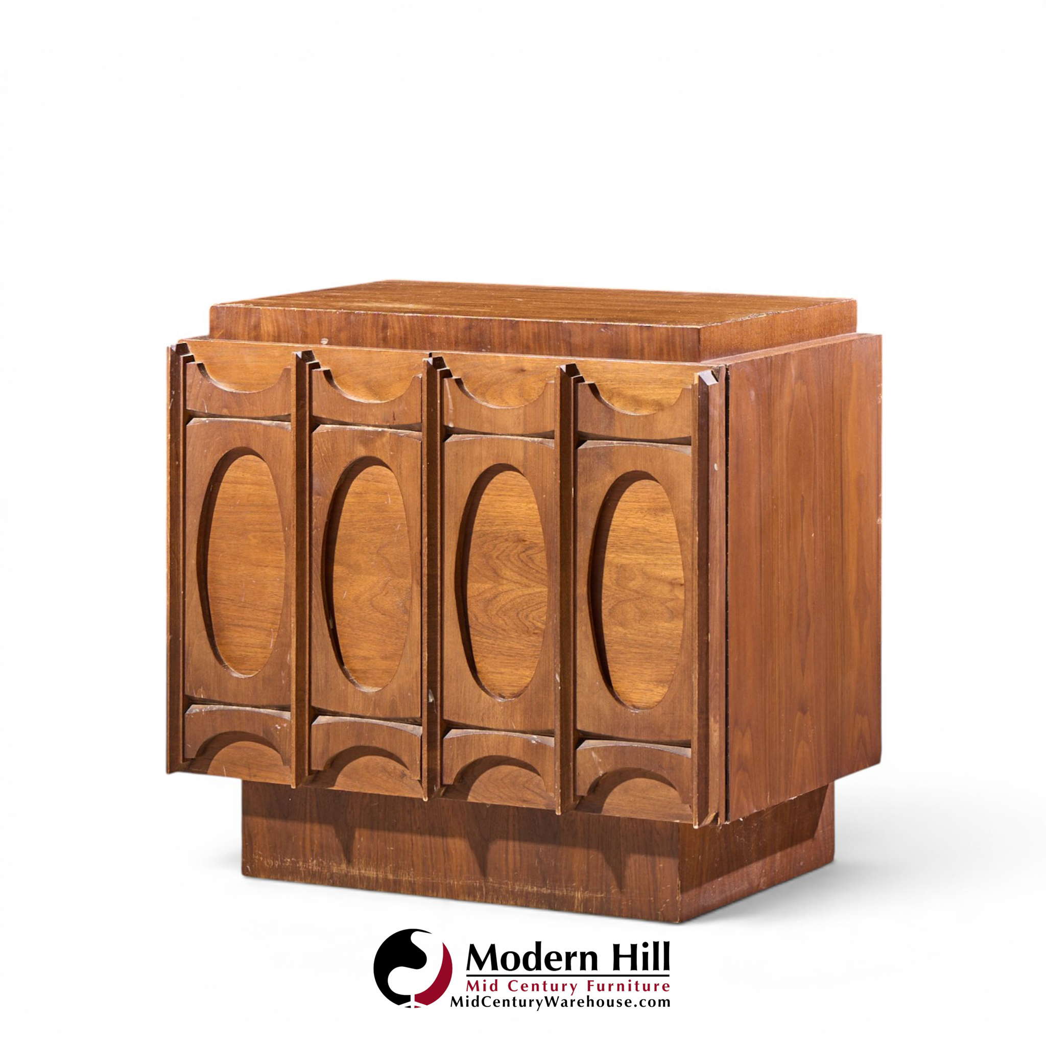 tobago brutalist mid century walnut nightstands - pair