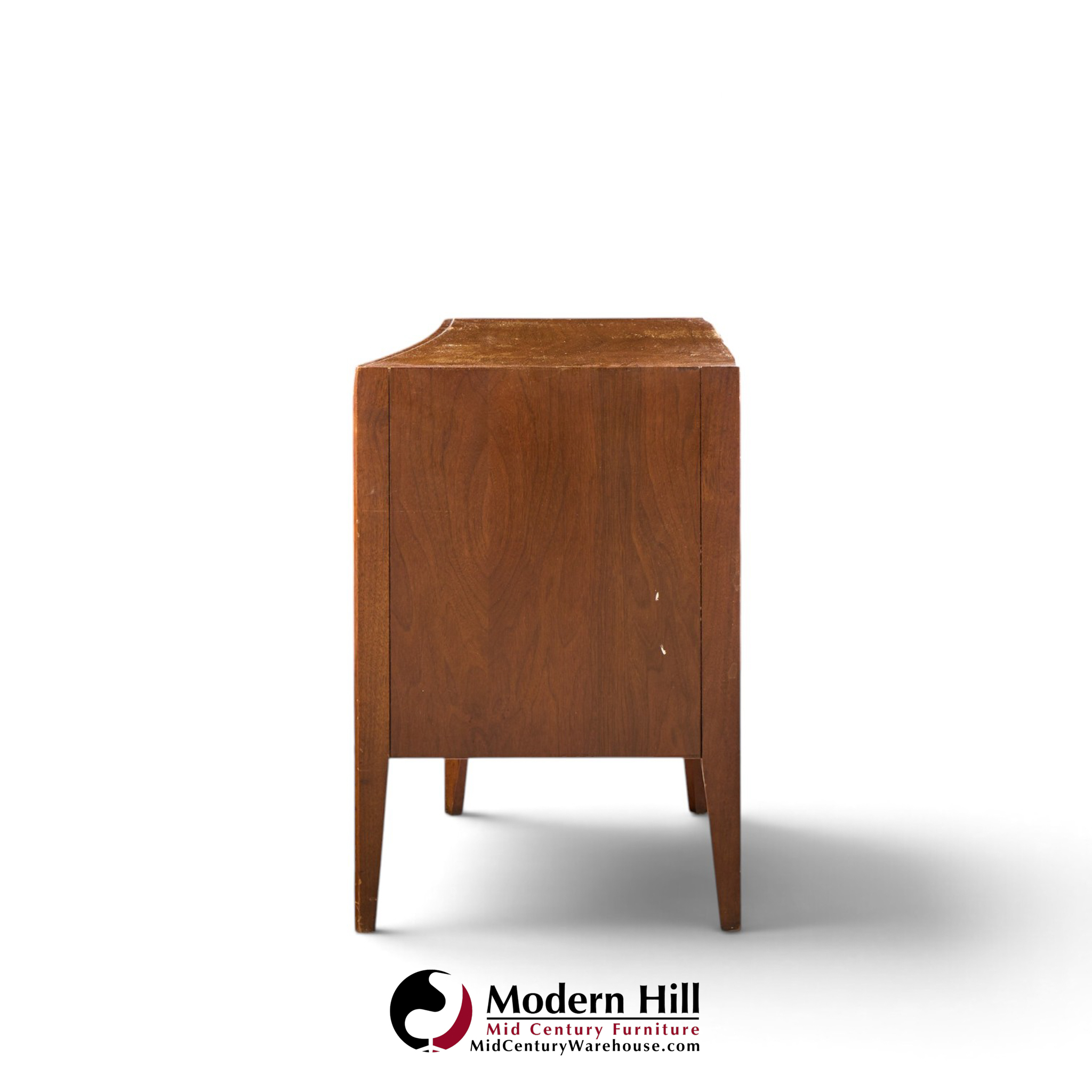 unagusta mid century walnut curved nightstands - pair
