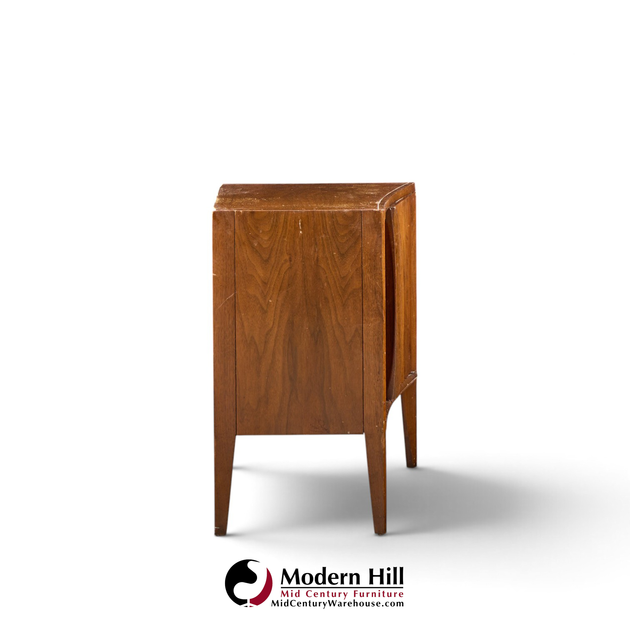unagusta mid century walnut curved nightstands - pair