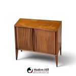 unagusta mid century walnut curved nightstands - pair