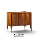 unagusta mid century walnut curved nightstands - pair