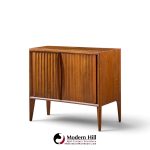 unagusta mid century walnut curved nightstands - pair